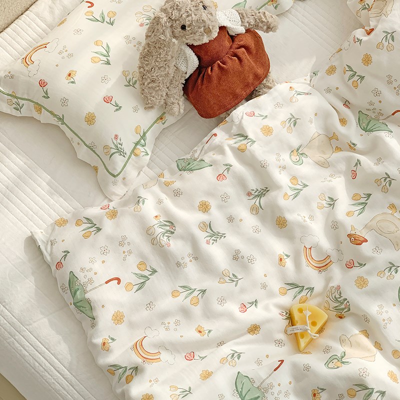 ESIX一乐家纺A类卡通竹棉双层纱被套儿童宝宝卡通单件被罩150*200