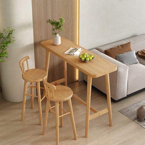 实木吧台简约现代 家用玄关长条高脚桌酒吧台 咖啡厅吧台桌椅组合