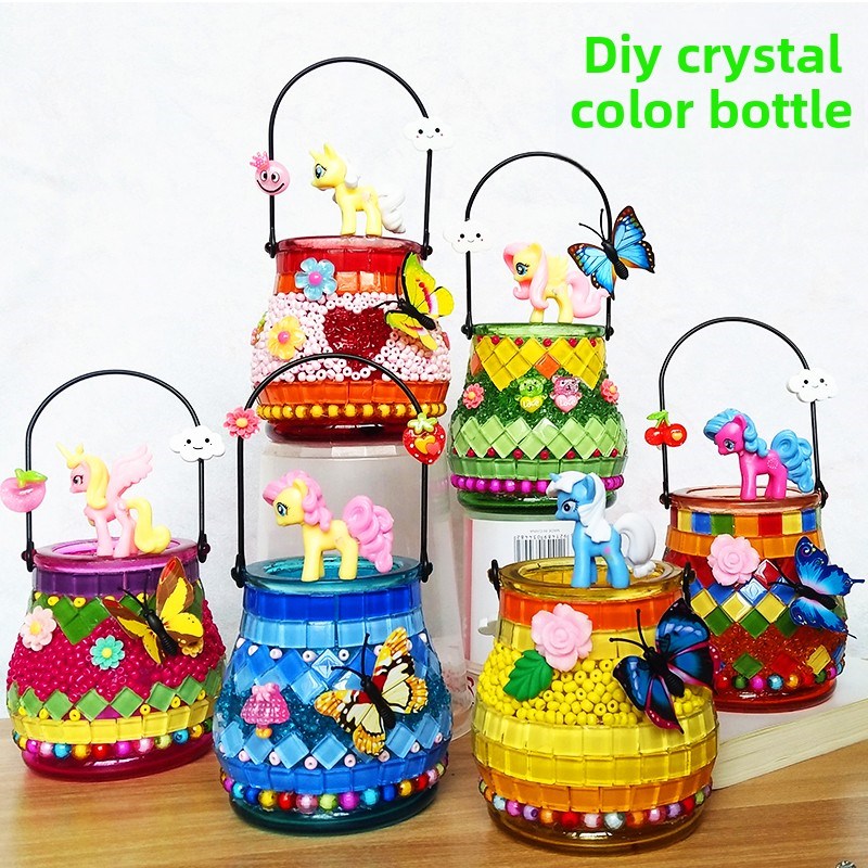 水晶彩瓶幼儿园儿童节手工diy创意制作材料包花瓶玩具亲子活动