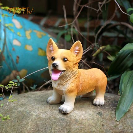 可爱奶油小柯基犬树脂动物花园摆设雕塑客餐厅电视柜家居装饰摆件