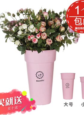 新款风港式花桶花店鲜花桶塑料花桶醒花桶家用花筒插花桶鲜花养花
