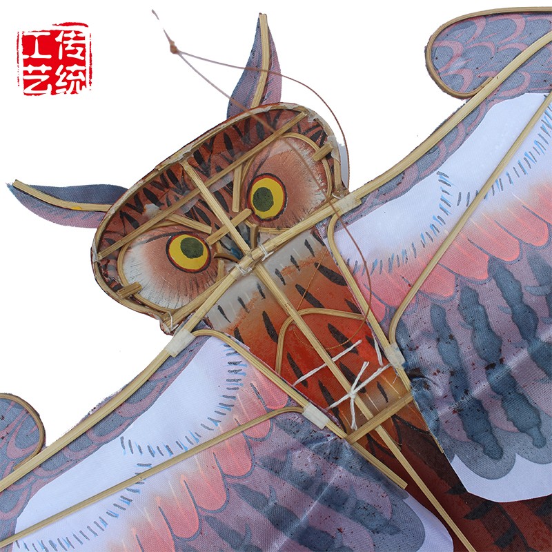 传统潍坊风筝小号猫头鹰风筝不飞手工竹风筝装饰布展美陈舞台道具