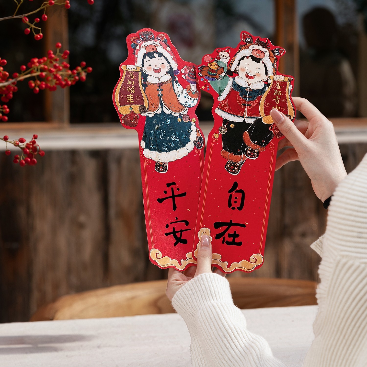 Luckywish马年迷你原创插画对联