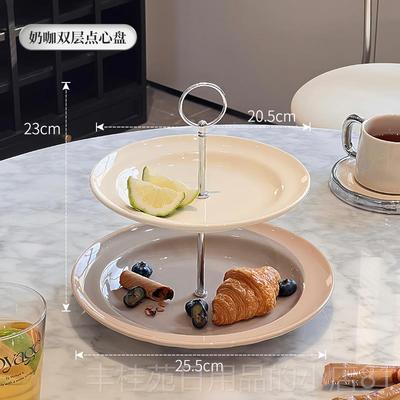 正品双层2水果盘客厅家高档轻奢食点心零盘205新款糖果用盘子前台