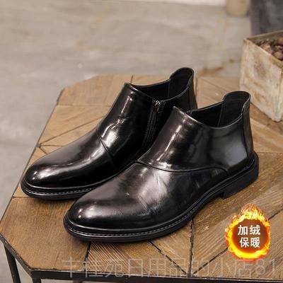 正品西靴士切英伦尔风格中帮皮靴短靴2023秋冬羊毛衬里真皮男男鞋