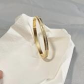 正品 钢满钻手镯级女不掉色轻奢小众钛高感银色品牌气质满钻色不锈