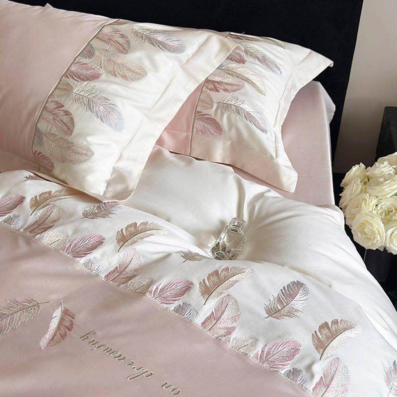 轻奢风100S纯棉全棉四件套羽毛刺绣拼接被套床单床上用品,鲜花速递/花卉仿真/绿植园艺,割草机/草坪机,淘宝优惠券,粉丝福利购,淘宝优惠卷