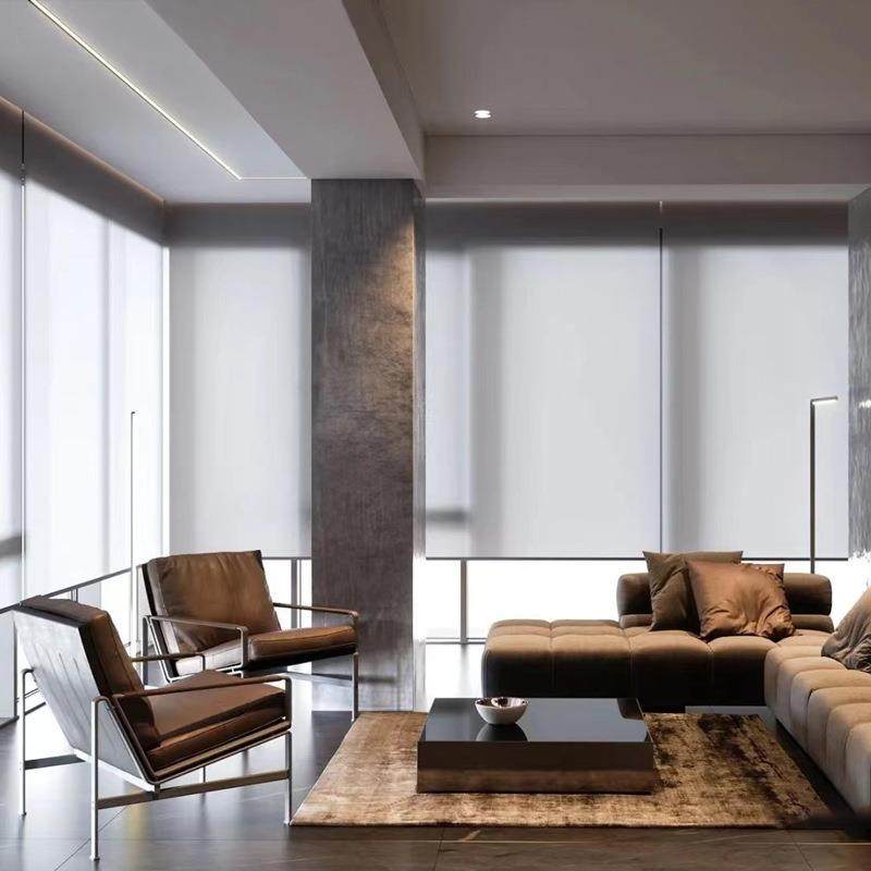 HYD卷帘遮光透景办公室隔热遮阳防水涤纶升降卷帘成品窗帘