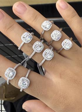 胖东来同款银时代专柜正品爆款小方糖银莫桑钻戒指女带证书小票