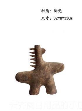 正品新国风陶瓷花WabiSabi风格纯手绘色中块花瓶饰品创意饰品入口