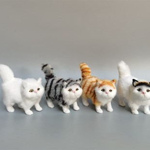仿真猫咪 仿真灰猫小猫咪摆件摆件花猫工艺品玩具波斯猫橱窗摆件