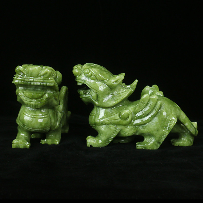 天然玉石貔貅摆件一对大号玉器皮休玄关店铺办公室客厅工艺品送礼