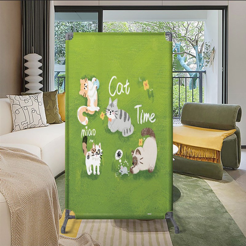 卡通手绘狗狗落地屏风玄关客厅隔断卧室试衣间入户遮挡可移动座屏