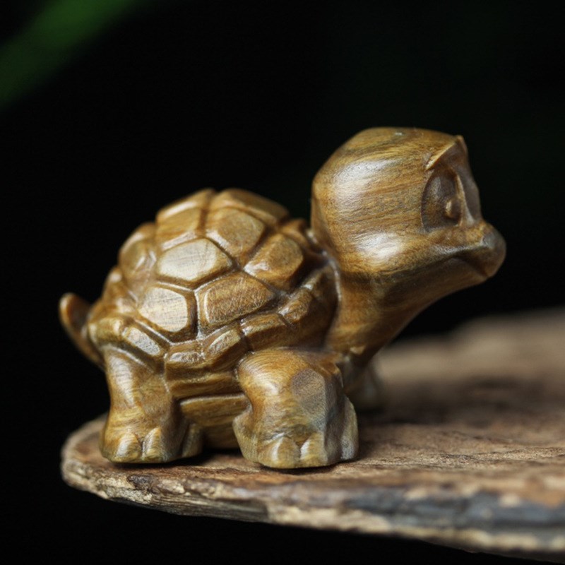 绿檀木雕刻乌龟手把件富甲天下摆件金钱龟文玩茶宠中式装饰品送礼