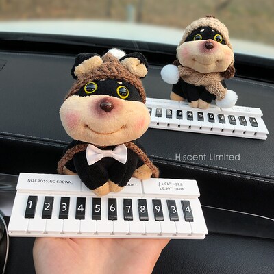 新款蜜蜂狗临时停车号码牌高级感diy移车挪车电话牌车载装饰摆件