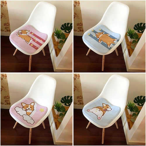 卡通可爱柯基哈士奇狗坐垫办公电脑转椅垫汽车座垫学生凳子垫餐椅