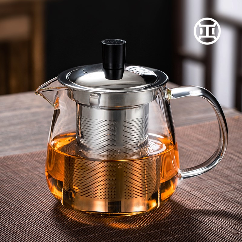 纯正玻璃茶壶耐高温家用过滤泡茶壶加厚煮茶壶茶水分离功夫花茶壶