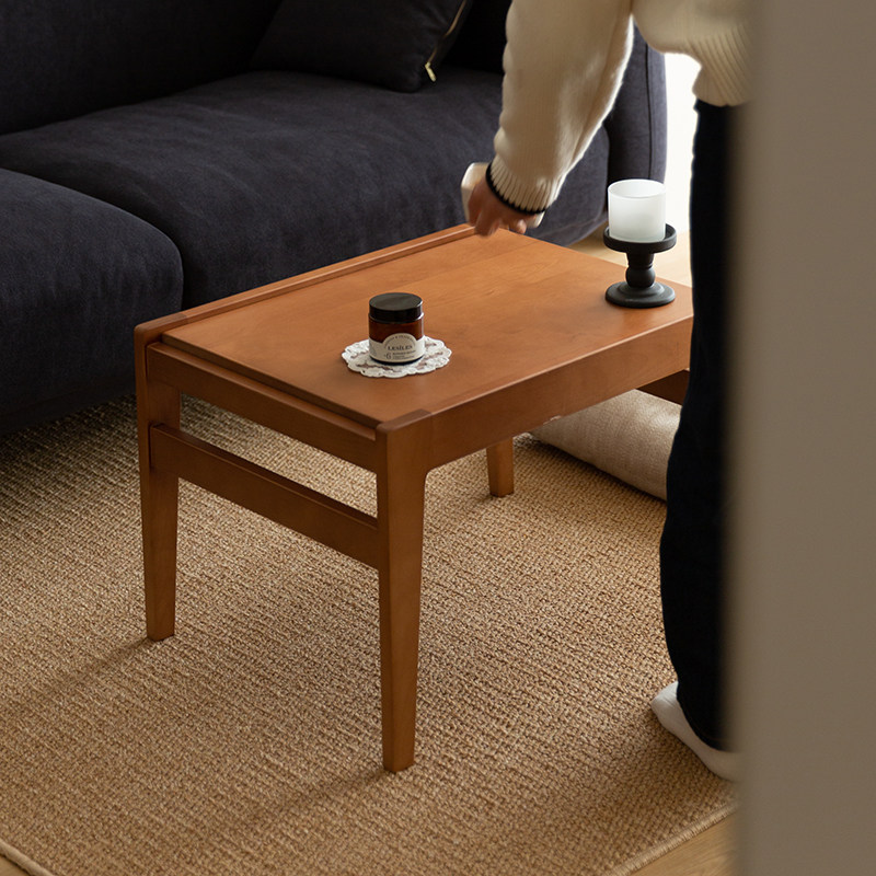 芳与里樱桃木色桦木实木客厅中古茶几日系小户型法式边几可移动