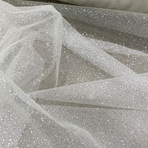 喷银细闪闪亮白色礼服婚纱裙装DIY 面料布料网纱