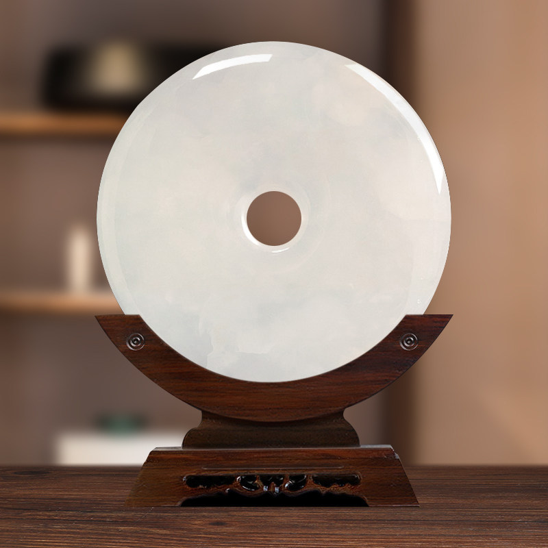 天然阿富汗玉石平安扣摆件和氏璧商务礼品家居客厅玄关装饰品摆件