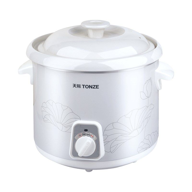 天际电炖锅全自动电炖盅2L白瓷煮粥煲汤锅宝宝煲粥熬粥陶锅1-3人