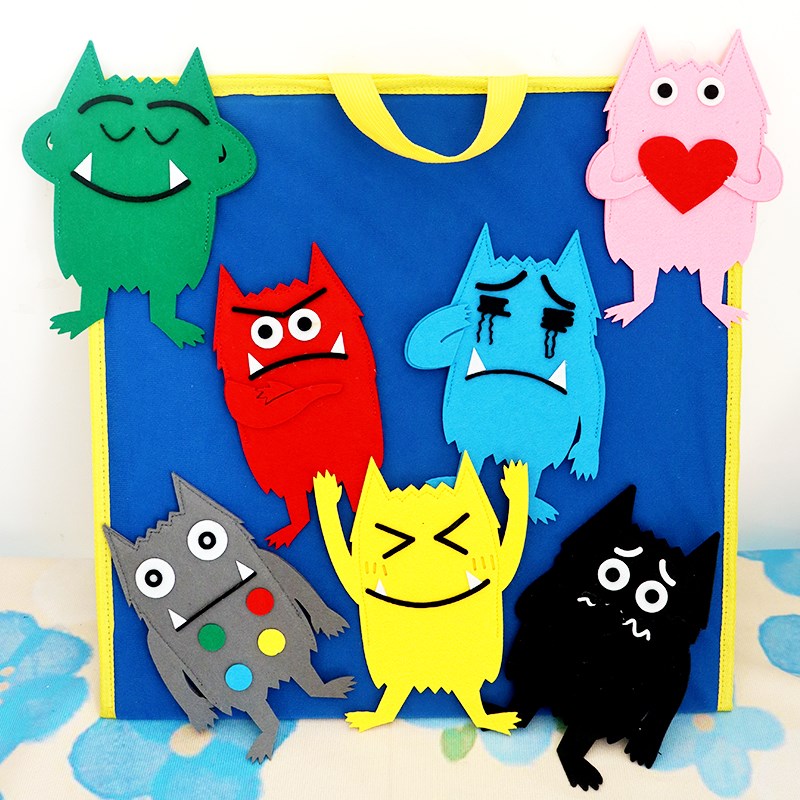 我的情绪小怪兽毛毡故事表演道具儿童英语围裙剧玩具课堂游戏教具