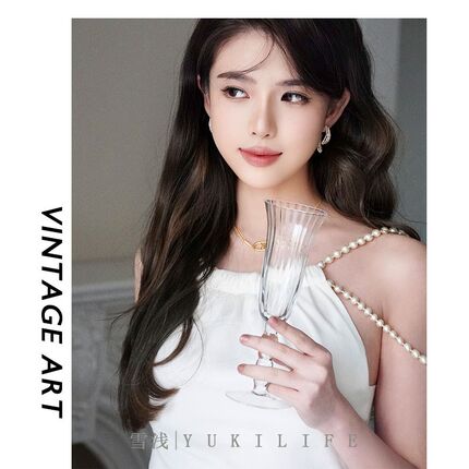 雪浅中古店 YUKI店主自用香槟杯 春风细高脚水晶玻璃杯甜酒杯仙女