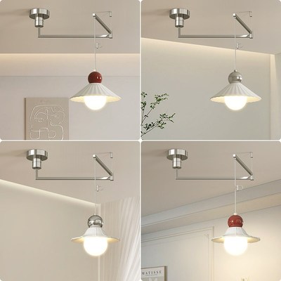 全光谱护眼摇臂餐厅吊灯包豪斯侘寂复古可调节吧台餐桌灯陶瓷灯具