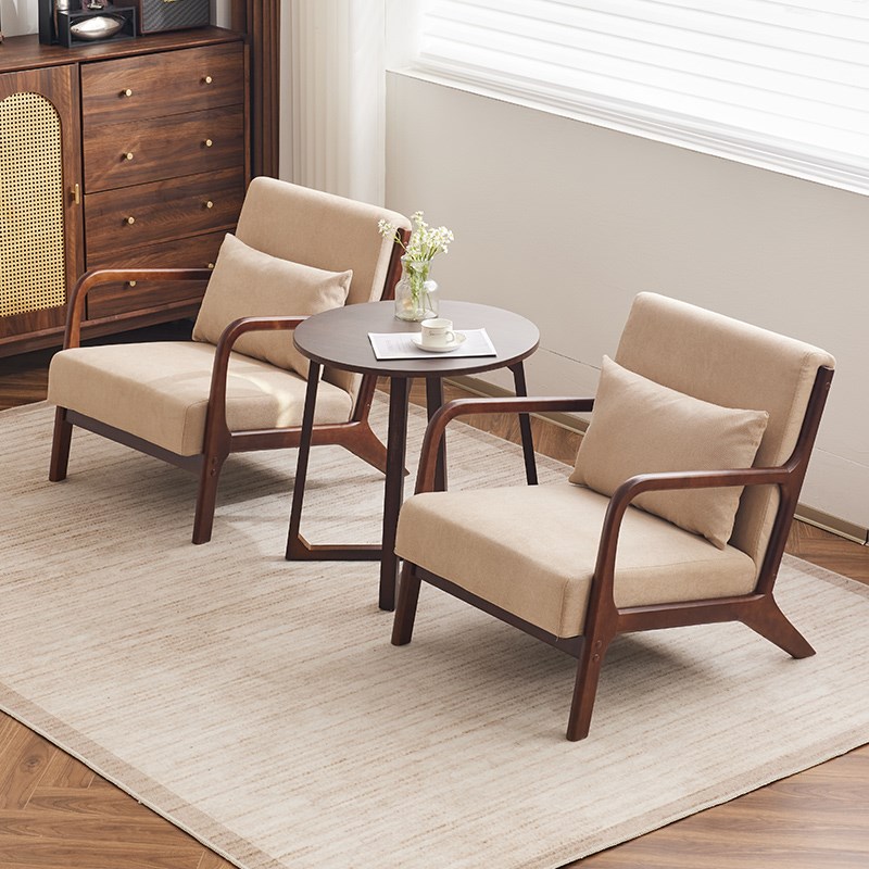 椅子客厅单人沙发椅阳台实木休闲椅民宿接待会客沙发洽谈桌椅