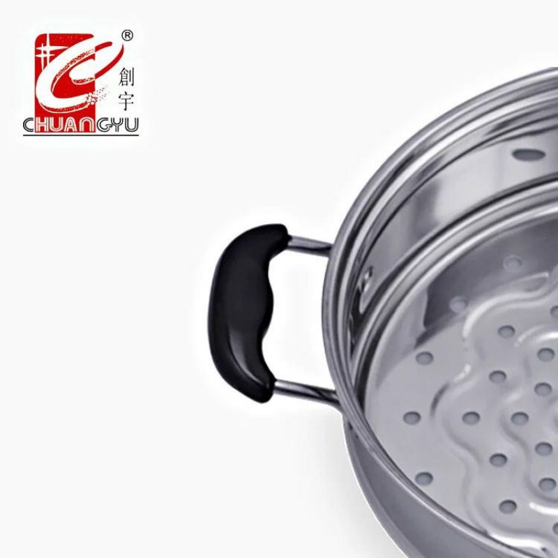 创宇不锈钢蒸锅2层3层复底多用锅蒸笼锅焖灌锅复底加厚锅盖锅