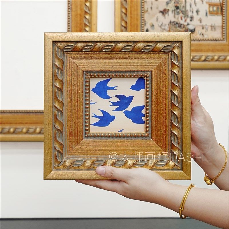 定制中古实木金色做旧大师画框油画外框装裱欧式相框挂墙复古镜框