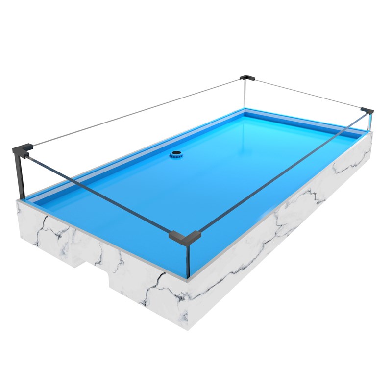 万为商用海鲜点菜柜冰台冰槽自助餐厅台面展示LED灯发光玻璃冰盘