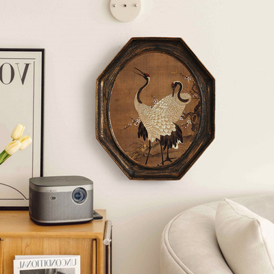 《瑞鹤》中古风创意异型相框挂画仙鹤单幅床头玄关书房背景装饰画