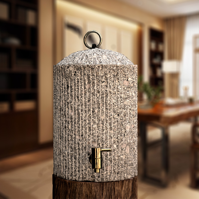 御工坊天然麦饭石水缸饮水机家用储水罐存水桶茶道装水石头滤水器