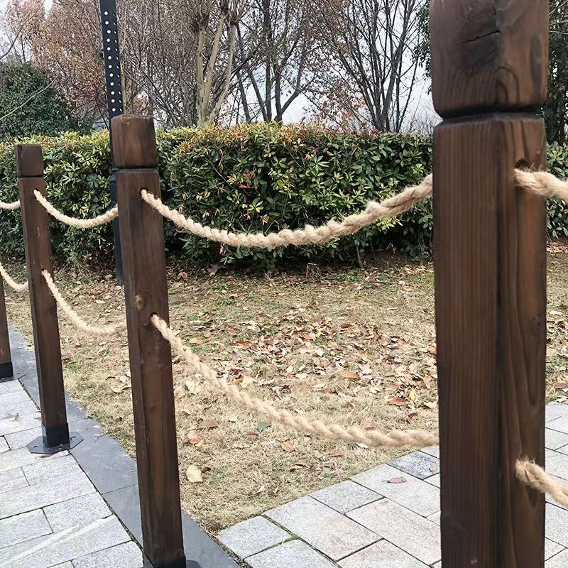 穿绳立柱围栏护栏实木栏杆碳化防腐木景区河道栅栏门柱方柱木桩