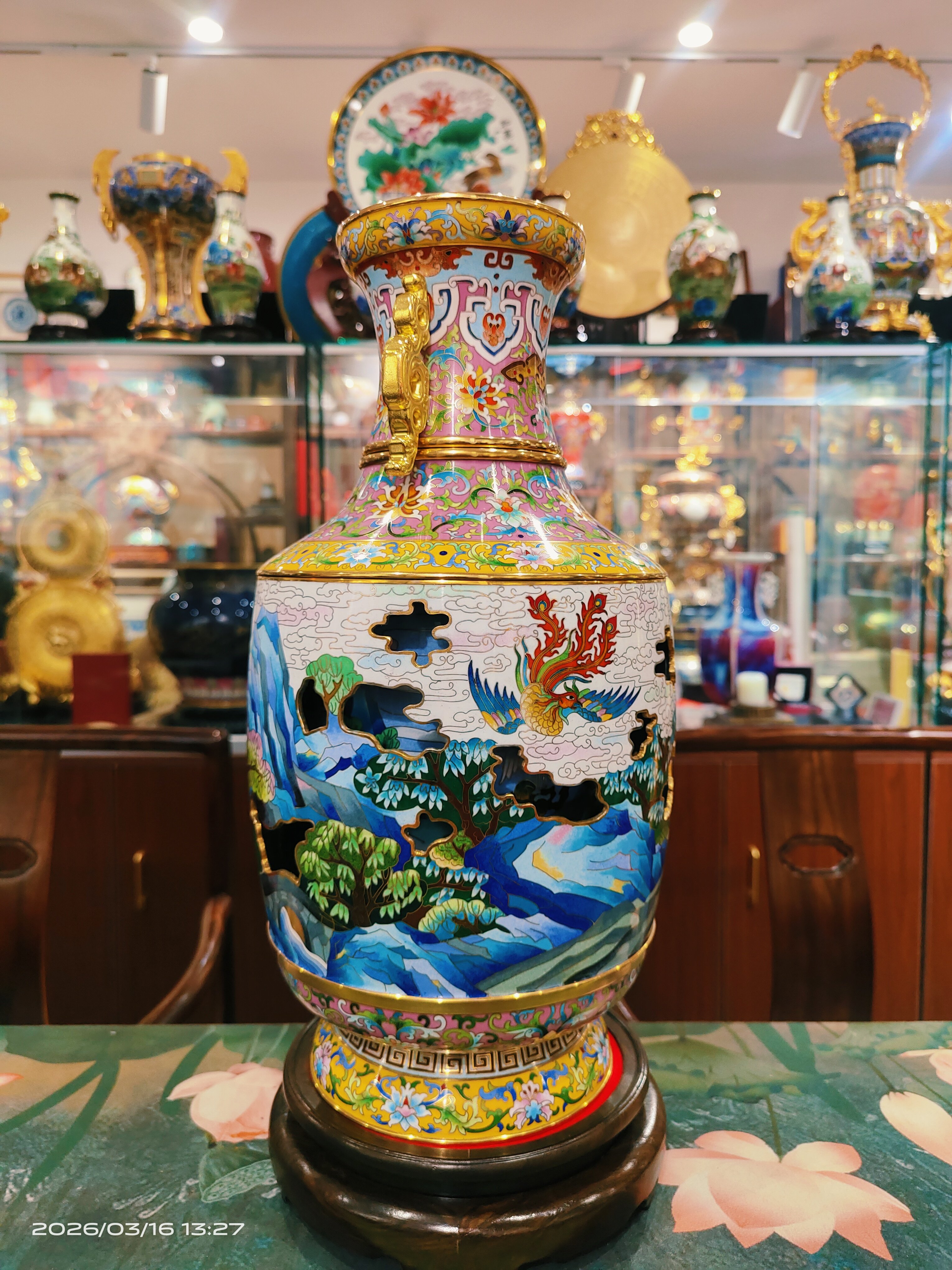 铜胎掐丝珐琅非遗景泰蓝 有凤来仪祥和尊 张同禄大师手作遗世珍品