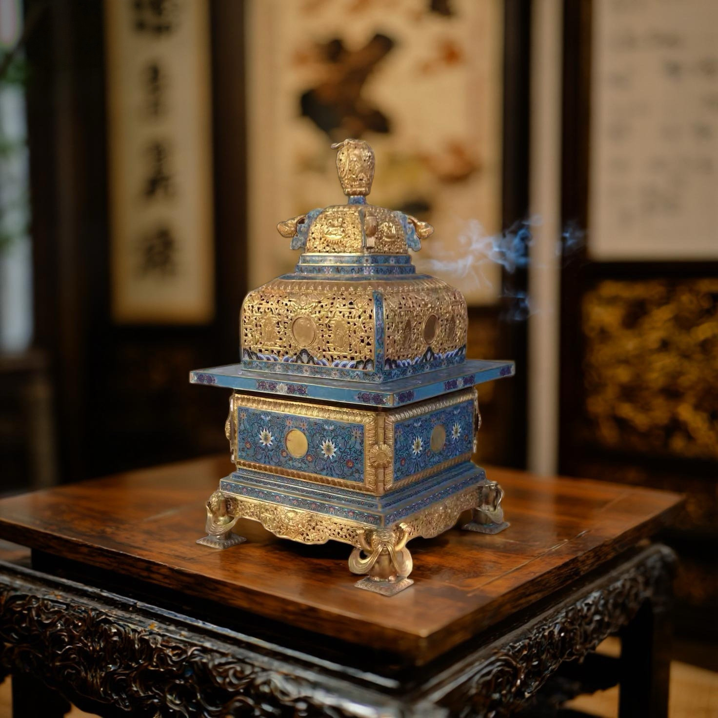 《甄嬛传》同款仿清代掐丝珐琅景泰蓝皇后太后宫方熏香炉摆件家居
