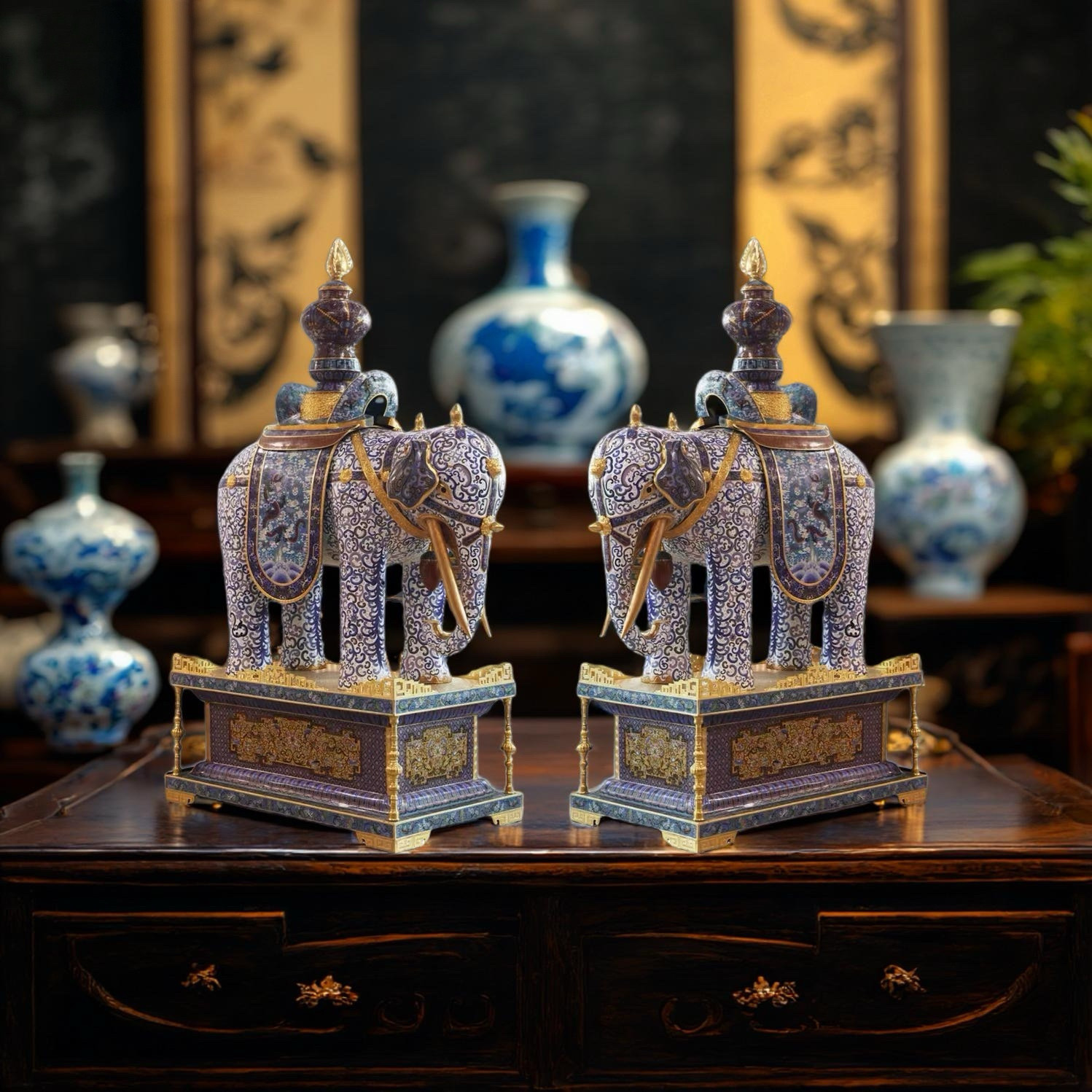 景泰蓝掐丝珐琅仿清代故宫太平有象大型工艺艺术品摆件装饰