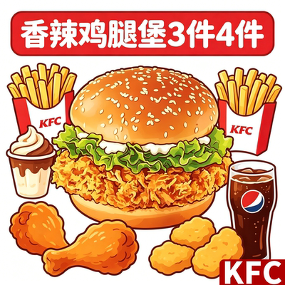【肯德基kfc代下单香辣鸡腿堡】鸡块鸡翅中可薯条圣代烤翅蛋挞