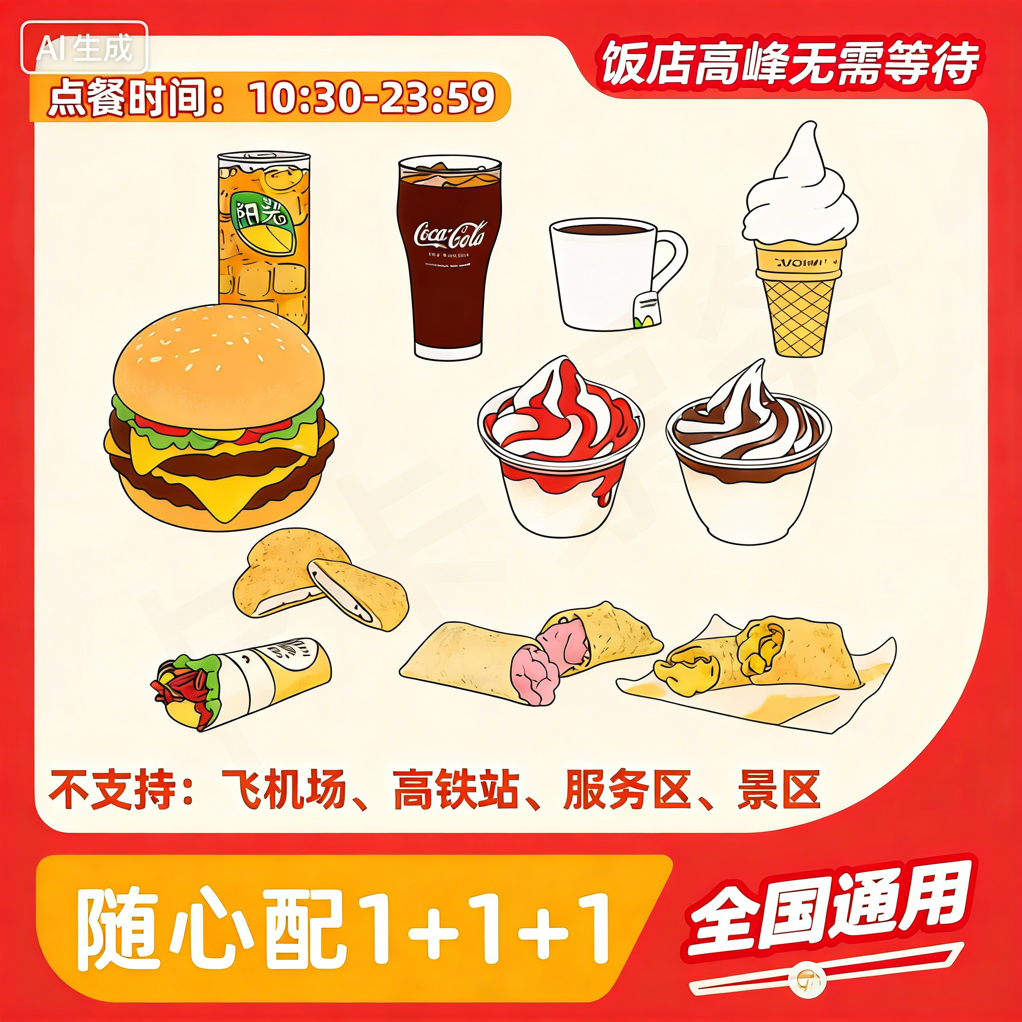 麦当劳代下单1+1加1随心配三件套餐麦香鸡吉士汉堡穷鬼优惠券