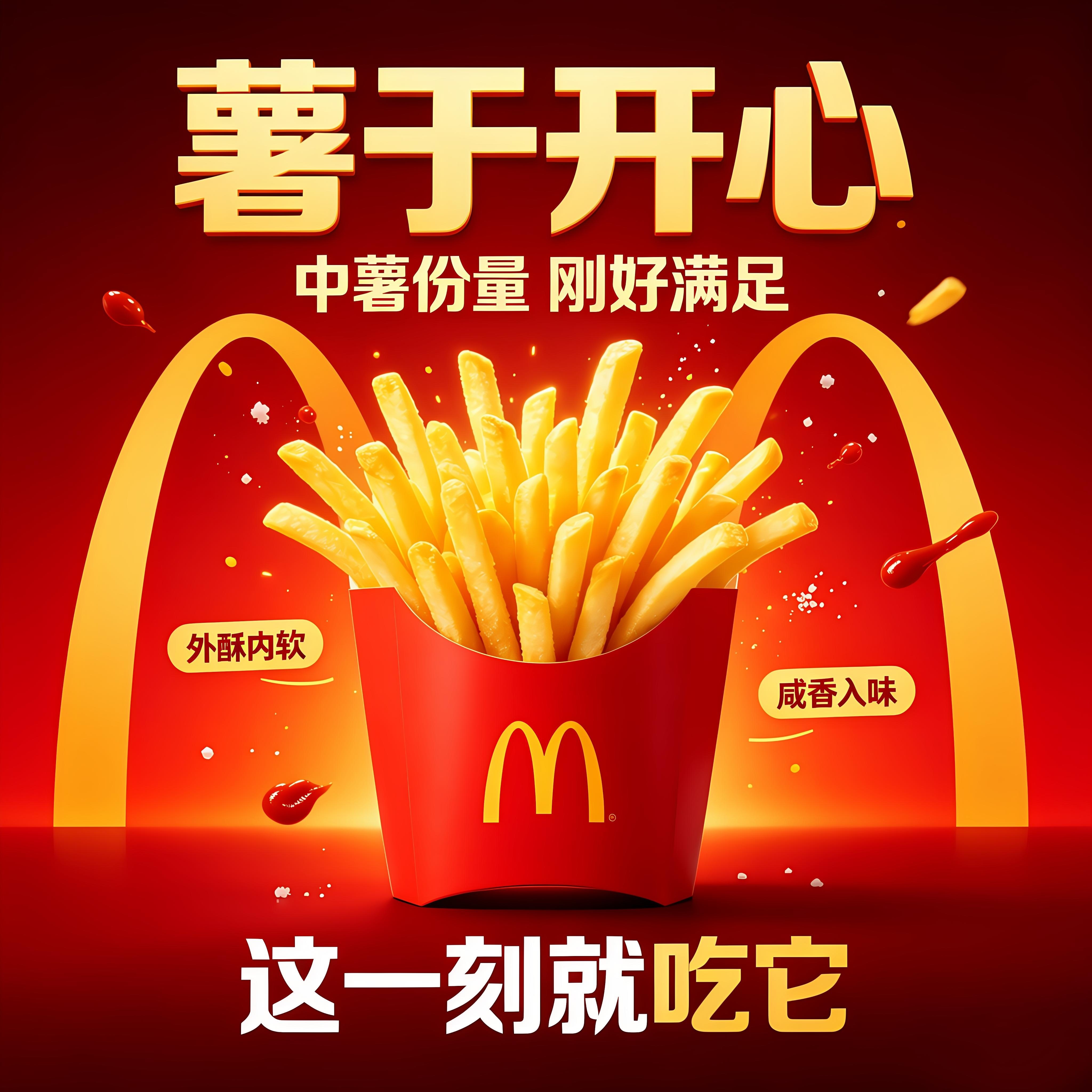 【麦当劳中薯优惠券】中薯1234份自动发货兑换券中薯一二三四重奏
