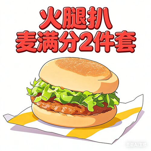 麦当劳【超值早餐两件三件套】火腿扒麦满分加咖啡豆浆早点