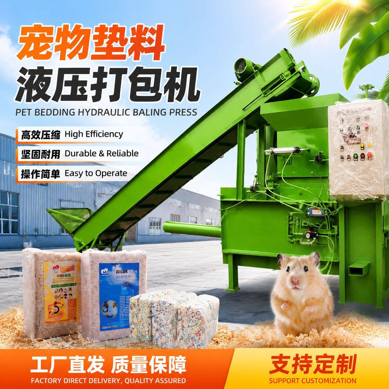 杨木刨花垫料打包机宠物1kg5kg垫窝料打包机宠物垫料木屑装袋机