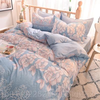 正品6D雕绒四件套珊床绒双面法兰绒单被套花加厚瑚秋冬季保暖牛奶