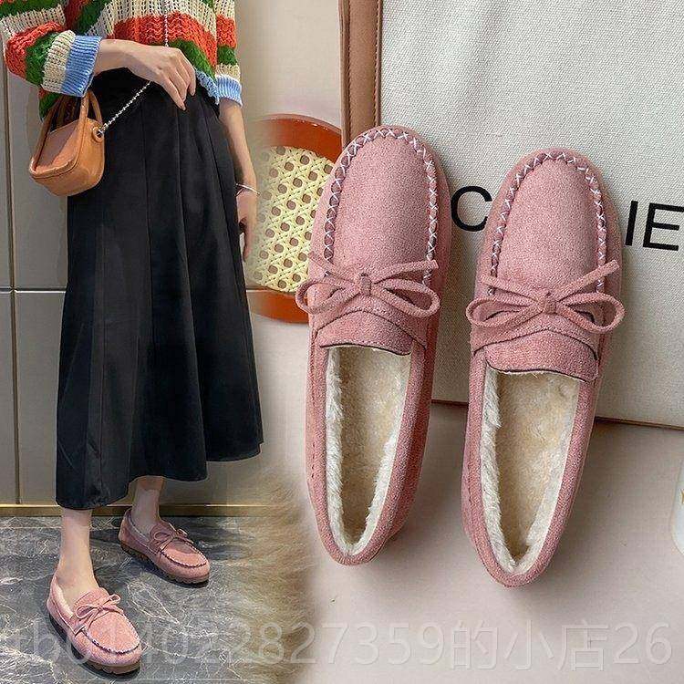 正品一脚绒蹬豆豆鞋百女2024秋冬款搭平底软底加棉鞋舒孕妇懒适人,女鞋,棉鞋,淘宝优惠券,粉丝福利购,淘宝优惠卷