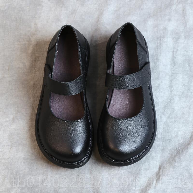 正品春新款软底松古糕厚底单皮鞋皮鞋真女鞋防妈妈鞋滑原创复单鞋