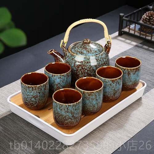 正品窑变茶具套装用家号约现代中式提梁茶壶简带过滤陶瓷大杯子泡