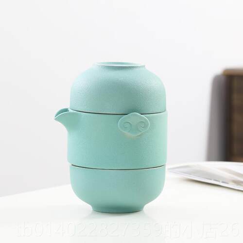 正品凌胜快套客杯防烫陶便瓷一壶2杯杯携式旅行功夫茶两具装简约