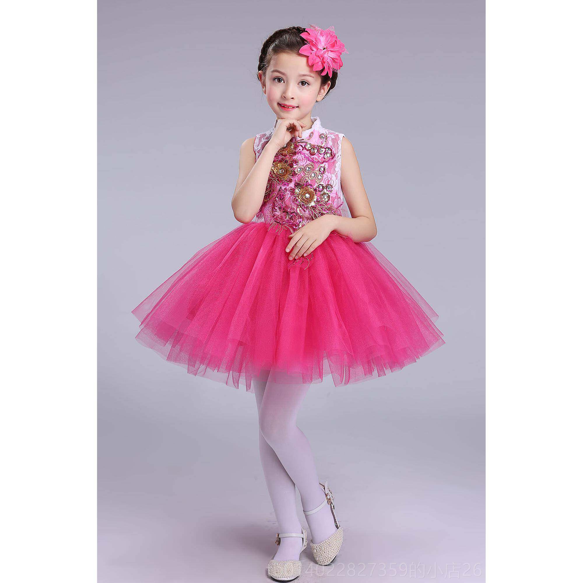 正品六一儿童小生合唱表演服公主裙裙舞学蹈服装蓬蓬裙纱礼服碟片