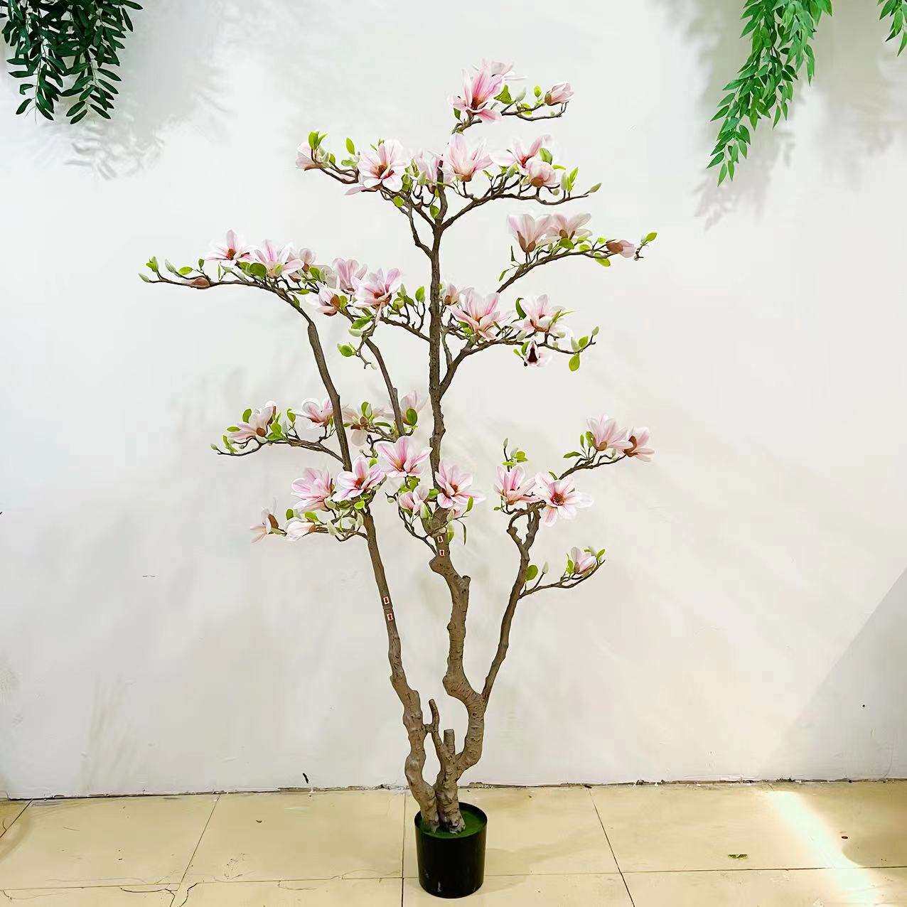 高端玉兰花树仿真绿植假树室内客厅仿生禄植盆栽落地装饰植物摆件